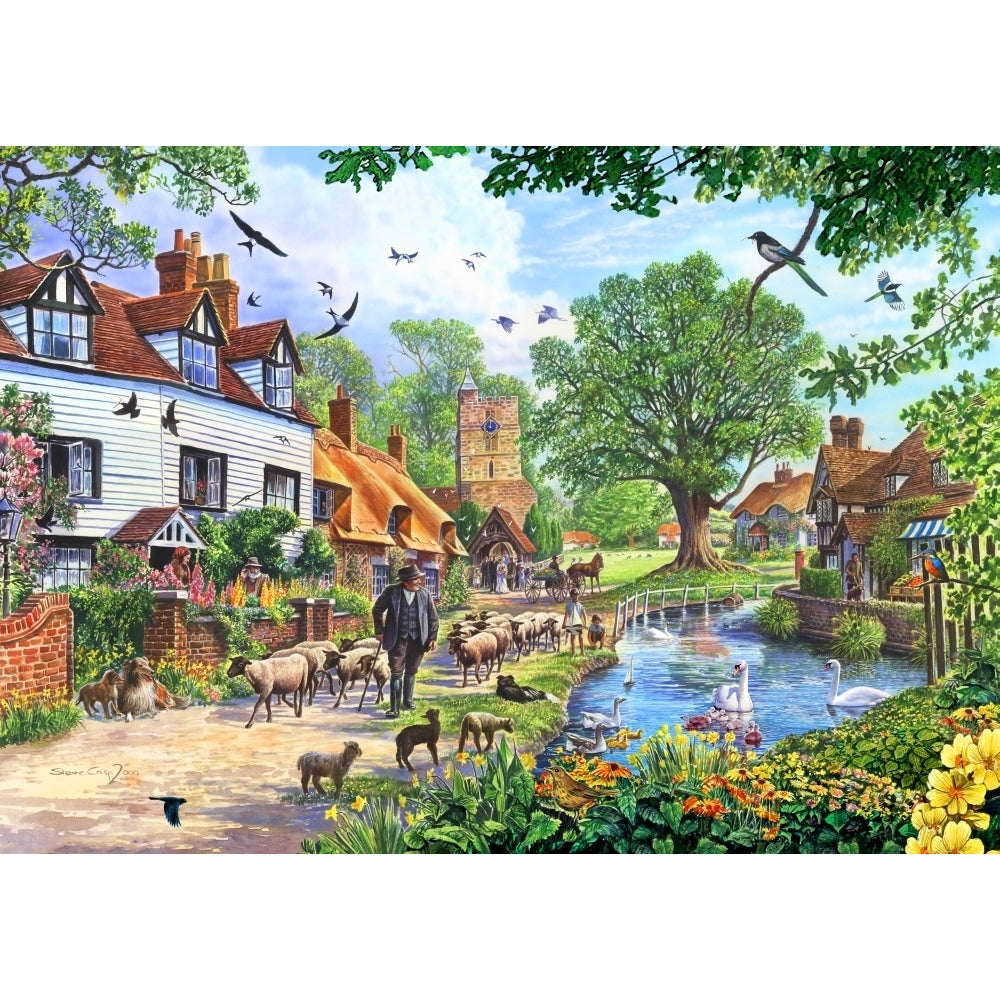 Village in Spring Poster Print by Steve Crisp Image 2