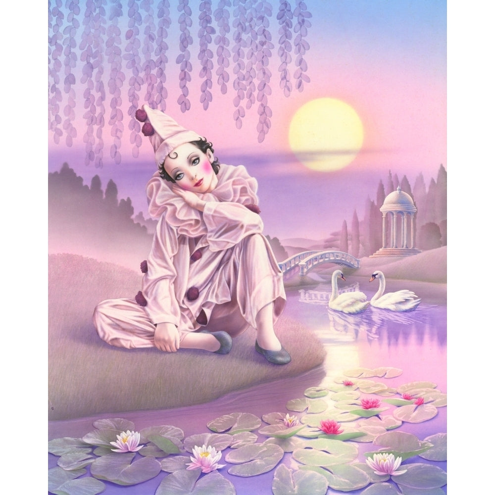 Pierrot and swans Poster Print by Andrew Farley Image 1