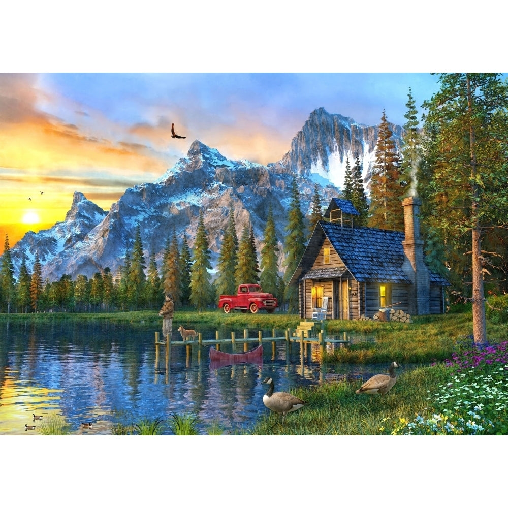 Sunset Log Cabin Poster Print by Dominic Davidson Image 1