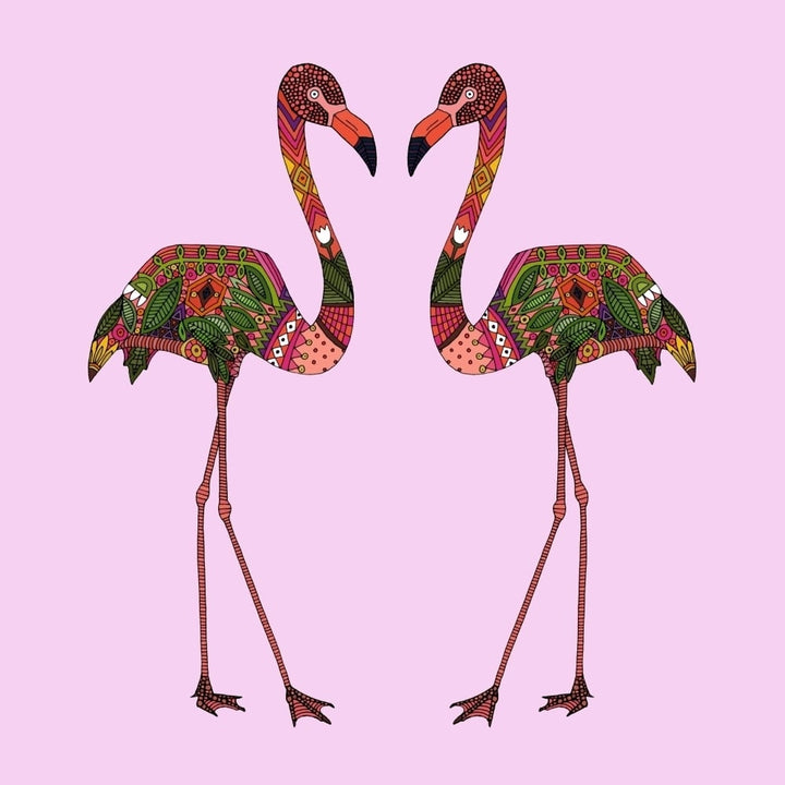 Two flamingos Poster Print by Sharon Turner Image 1