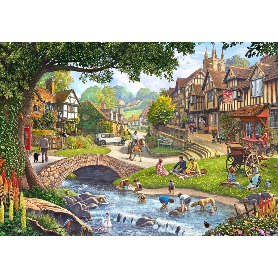 SUMMER village stream Poster Print by Steve Crisp Image 1