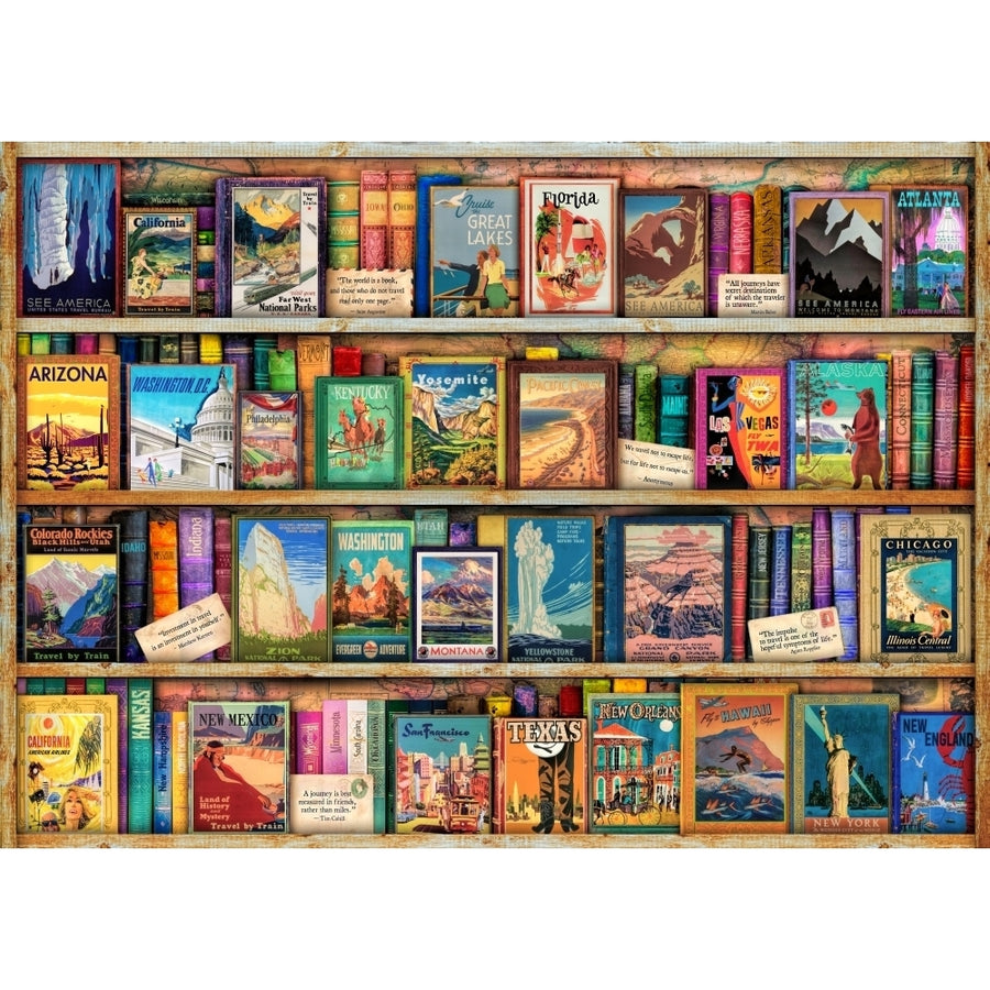 US Travel Bookshelf Poster Print by Aimee Stewart Image 1