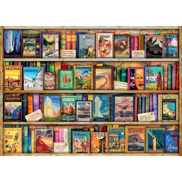 US Travel Bookshelf Poster Print by Aimee Stewart Image 1