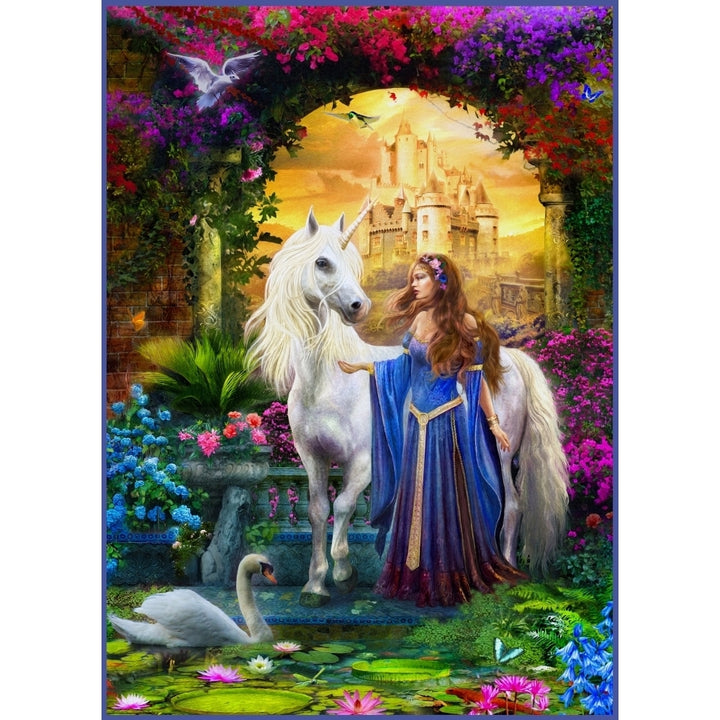 Floral Princess and Unicorn Poster Print by Jan Patrick Image 1