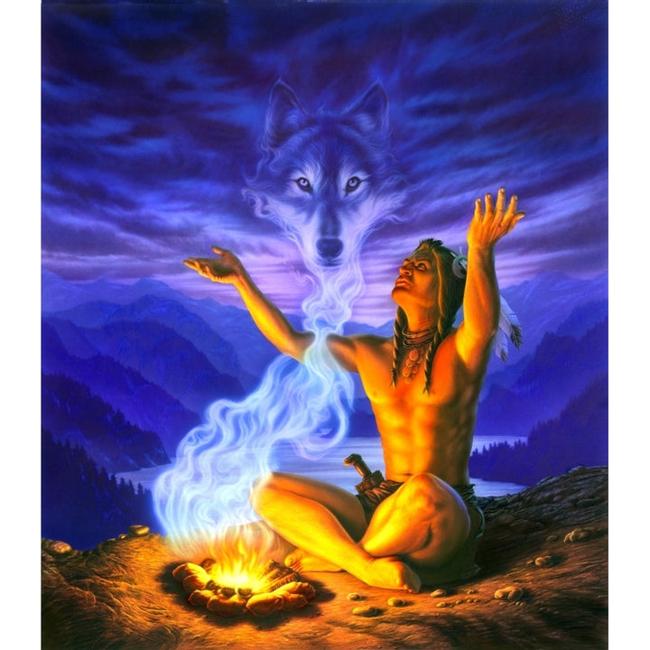 Indian wolf spirit Poster Print by Andrew Farley Image 2