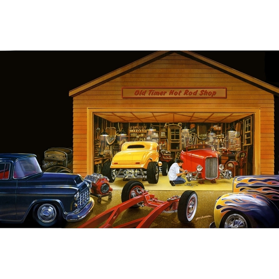 Old Timer Hot Rod Shop Poster Print by Bruce Kaiser Image 1