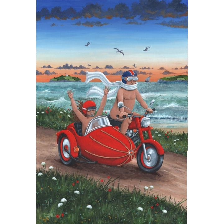 Motorbike And Sidecar Poster Print by Peter Adderley Image 1