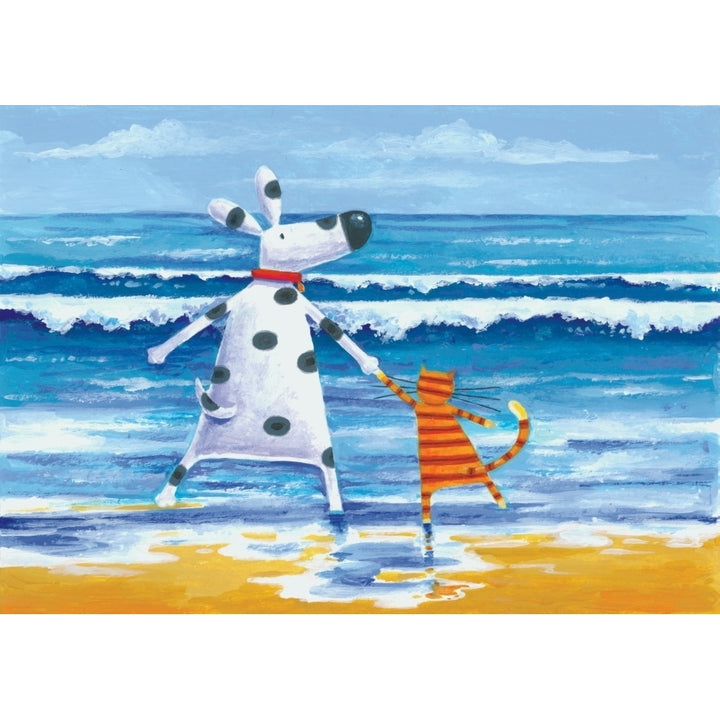 Duke and Sweetpea Love Paddling Poster Print by Peter Adderley Image 1