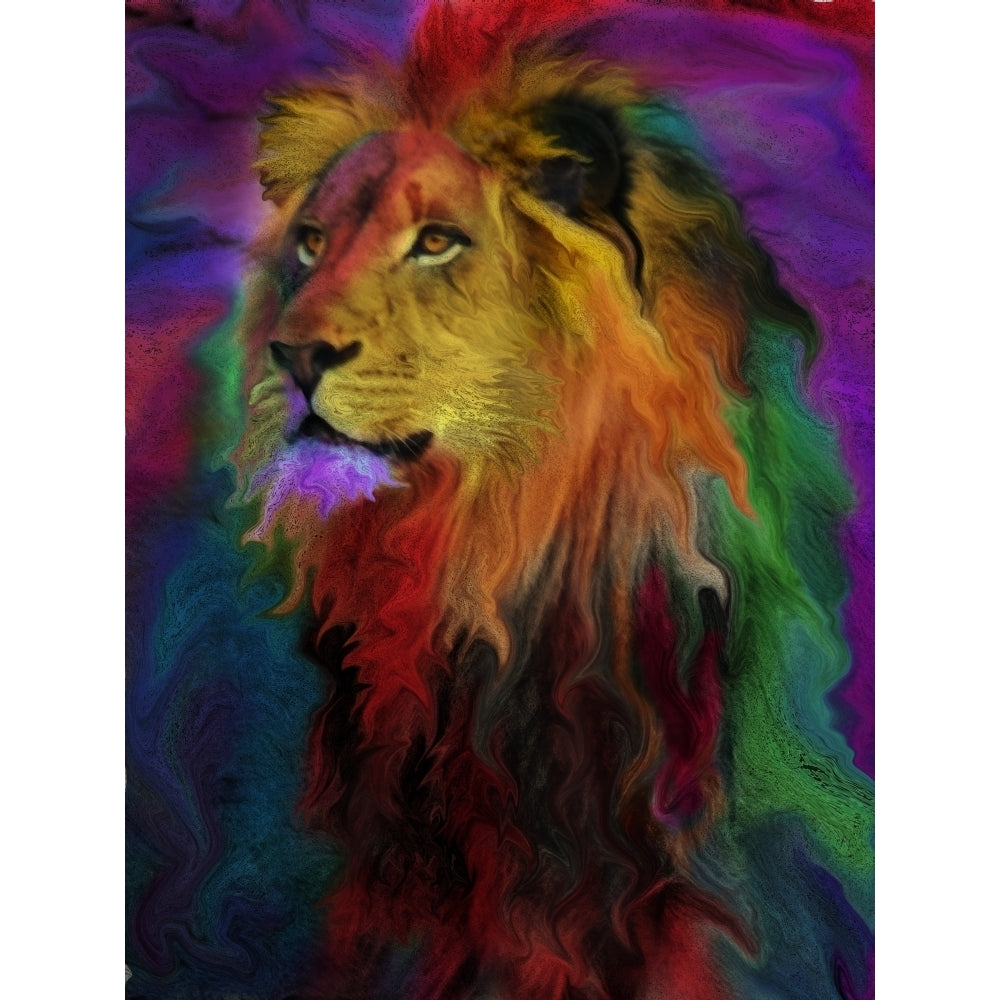 Rainbow Lion Poster Print by Alixandra Mullins Image 1