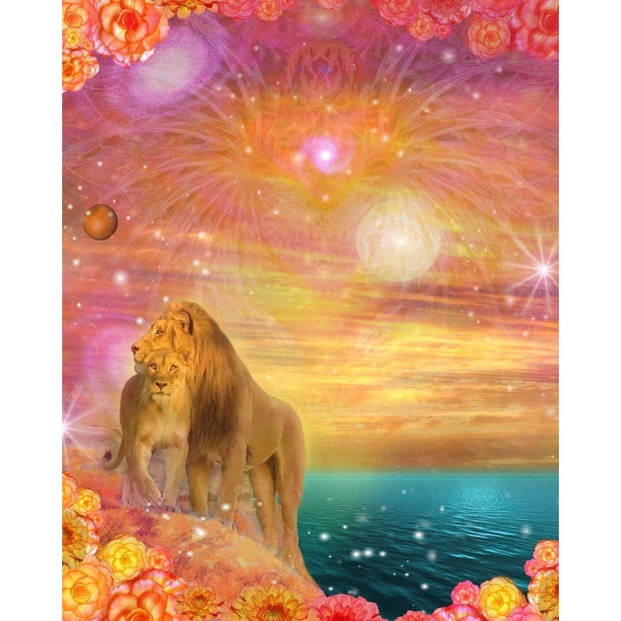 Cosmic Love Lions Poster Print by Alixandra Mullins Image 1