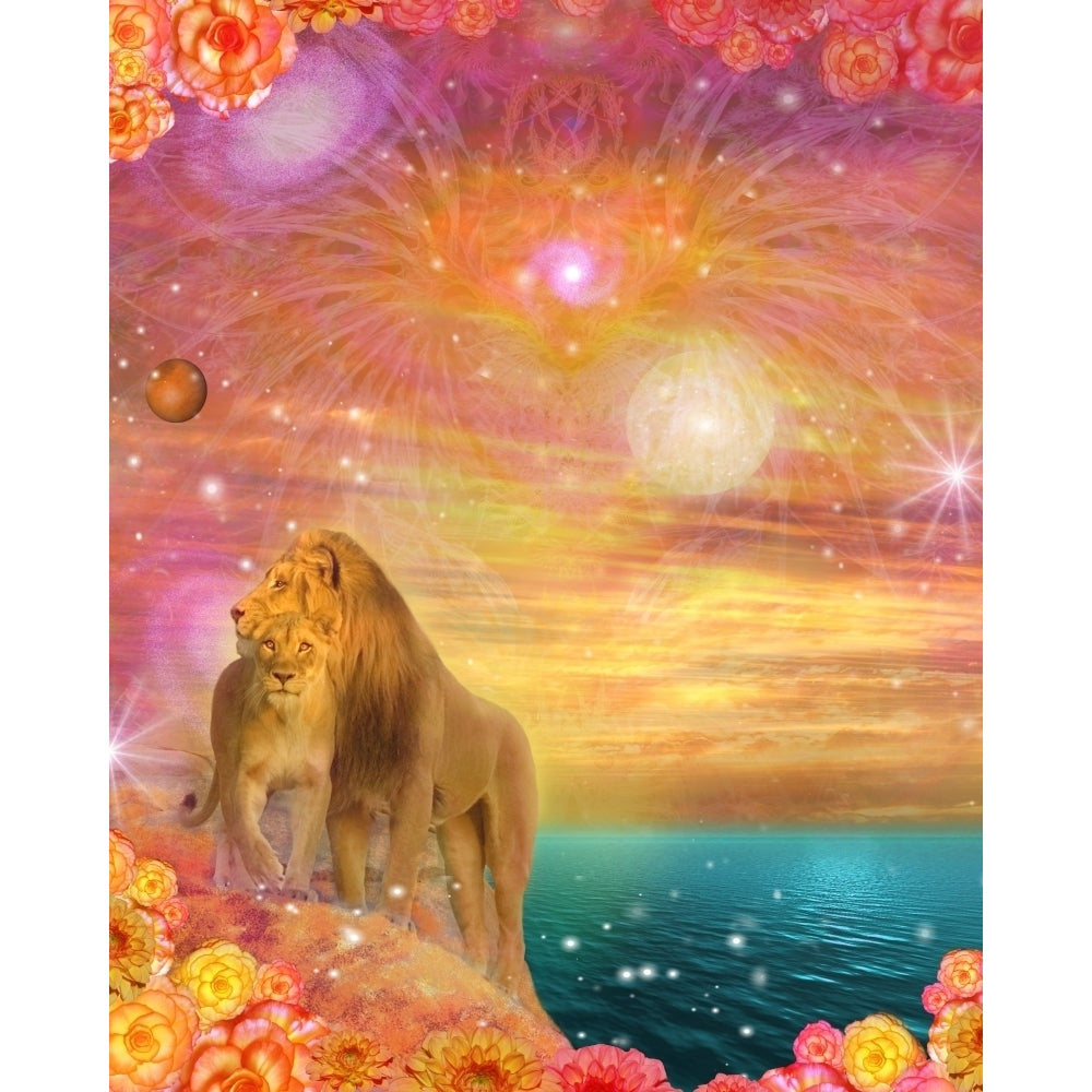 Cosmic Love Lions Poster Print by Alixandra Mullins Image 2