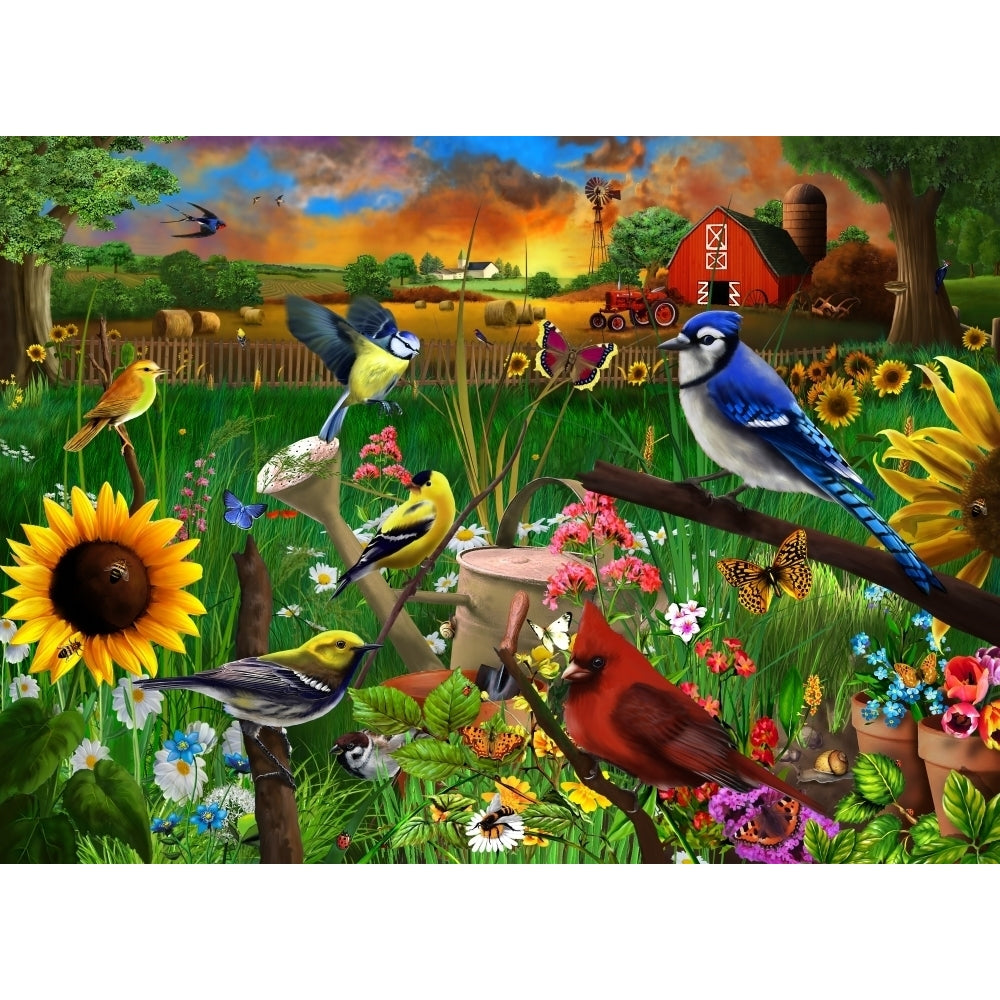 Sunflower Birds Poster Print by Gerald Newton Image 1