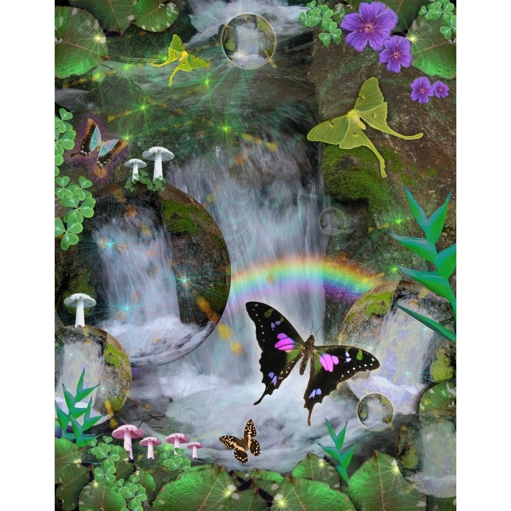 Butterfly Waterfall Dream Poster Print by Alixandra Mullins Image 1