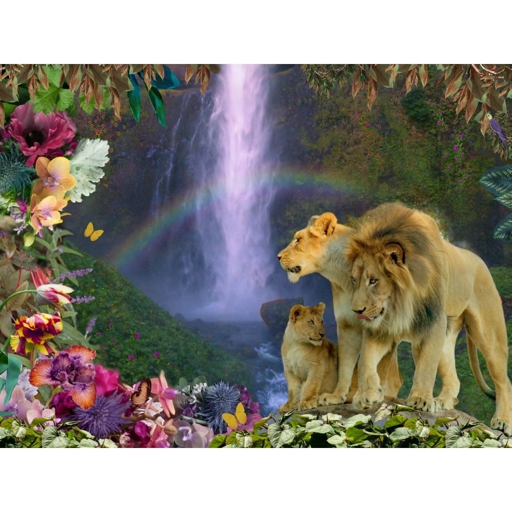 Lion Family Paradise Poster Print by Alixandra Mullins Image 1