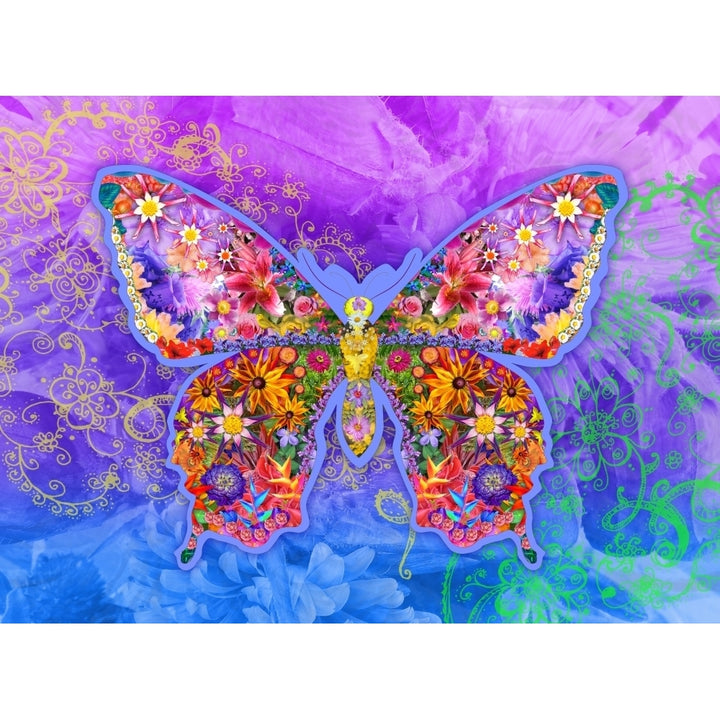 Blue Butterfly Floral Poster Print by Alixandra Mullins Image 2