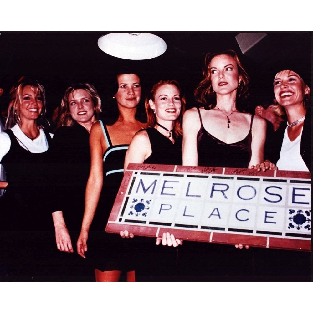 Cast Members Of Melrose Place Holding Melrose Place Sign Photo Print  - Item  MVM00432 Image 1