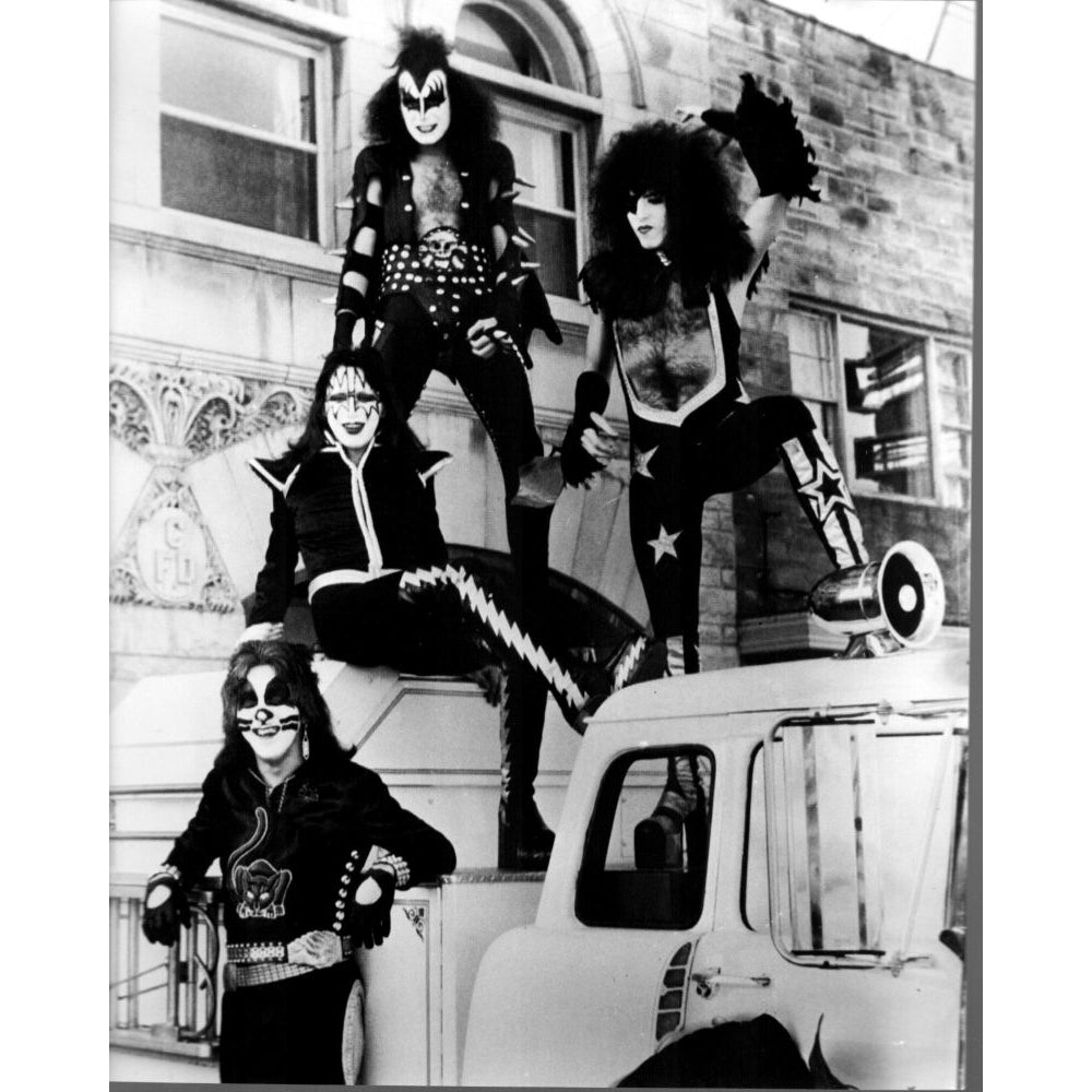 Kiss Band On Top Of Cars Black And White Photo Print - Item MVM02676 Image 1