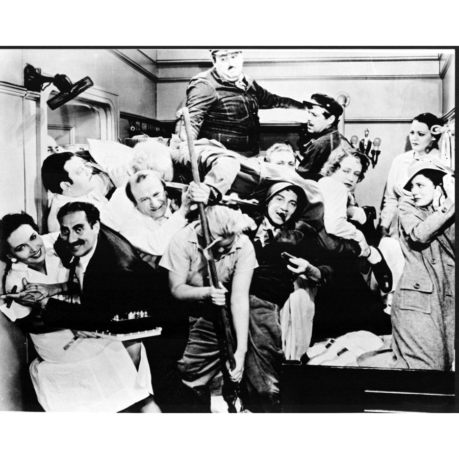 The Marx Brothers And Cast On Set Of A Night At The Opera Black And White Photo Print - Item MVM03669 Image 1