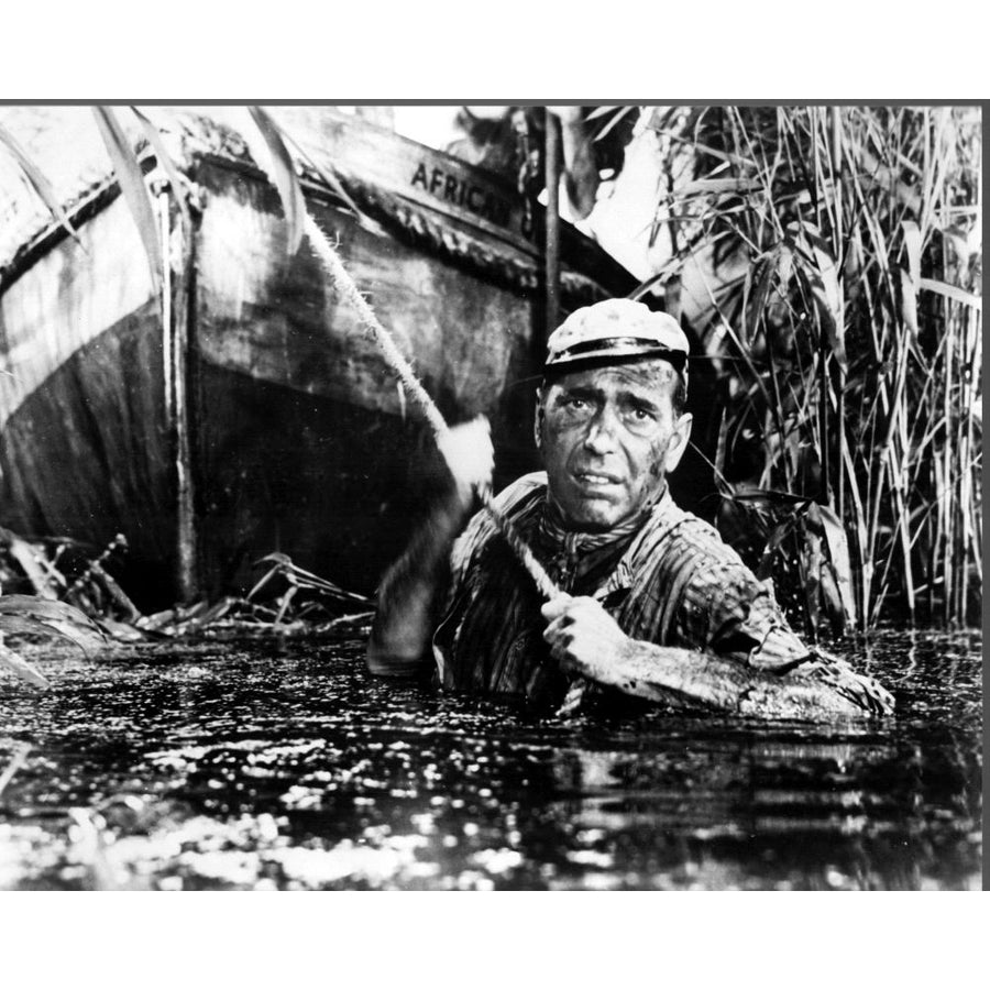 Humphrey Bogart Pulling Boat In The African Queen Black And White Photo Print - Item MVM03647 Image 1