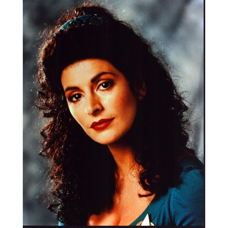 Marina Sirtis Headshot In Blue Top Gray Background Photo Print - Item MVM03701 Image 1