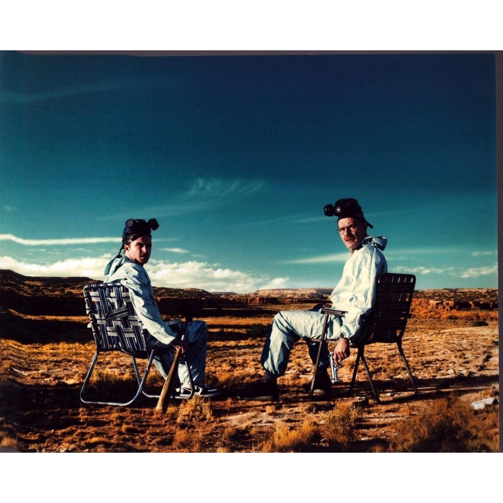 Aaron Paul And Bryan Cranston Sitting In Desert For Breaking Bad Photo Print - Item MVM03125 Image 1