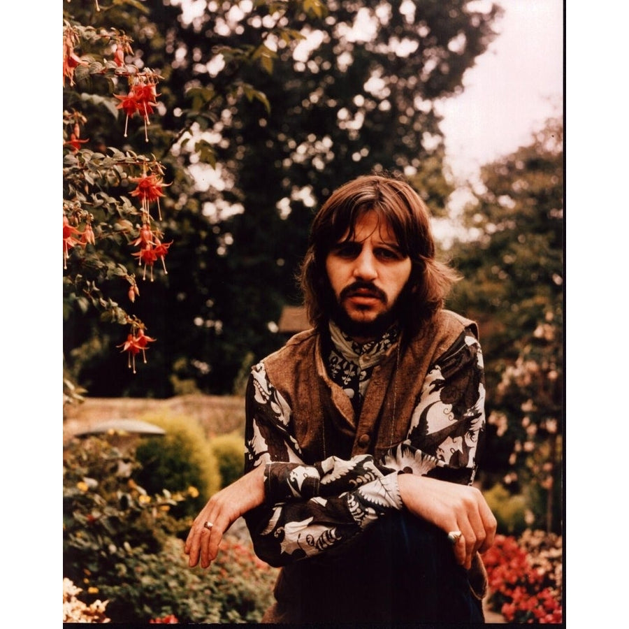 Ringo Starr In Brown Vest In Front Of Flowers Photo Print - Item MVM00700 Image 1