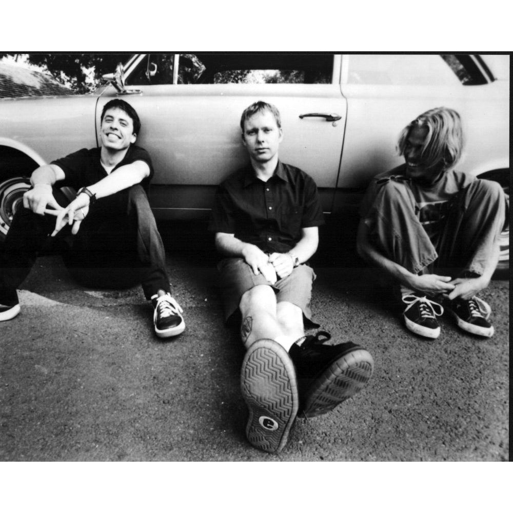 Foo Fighters Sitting Next To Car Black And White Photo Print - Item MVM01298 Image 1