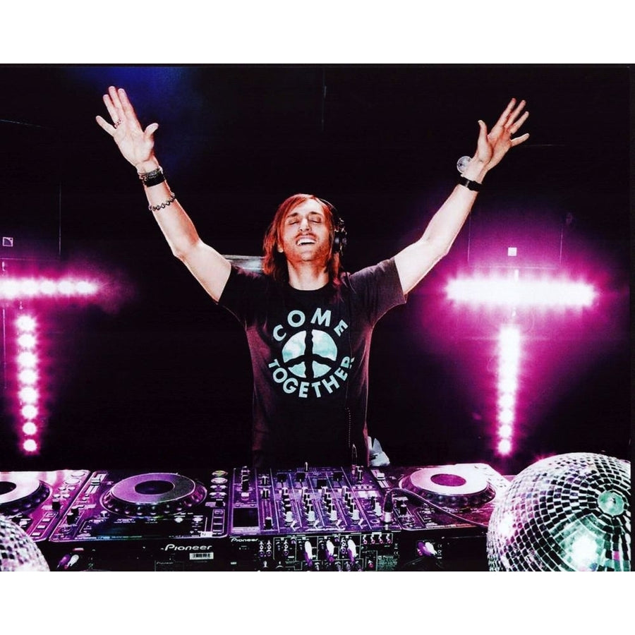 David Guetta With Arms Up At Dj Table Photo Print - Item MVM01142 Image 1