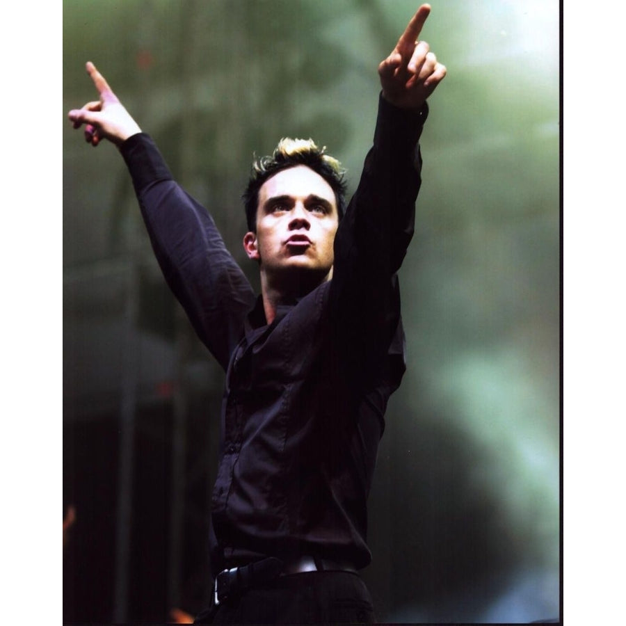 Robbie Williams On Stage With Arms Pointing Up Photo Print  - Item  MVM01477 Image 1