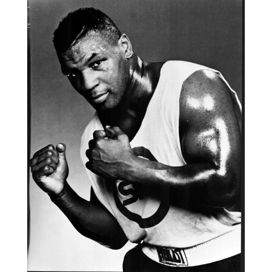 Mike Tyson Posed With Fists Up Black And White Photo Print - Item MVM01681 Image 1