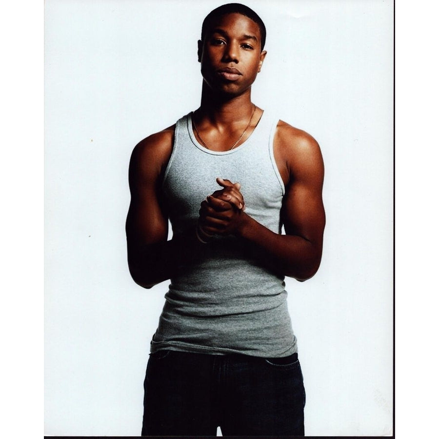 Michael B. Jordan In Gray Tank Top With Hands Together Photo Print - Item MVM04419 Image 1