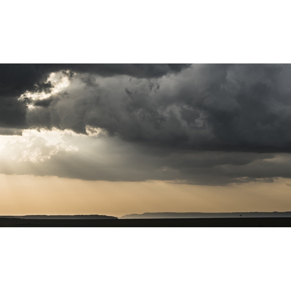 Africa Kenya Maasai Mara National Reserve. Storm clouds over savannah at sunset. Poster Print by Jaynes Gallery Image 1