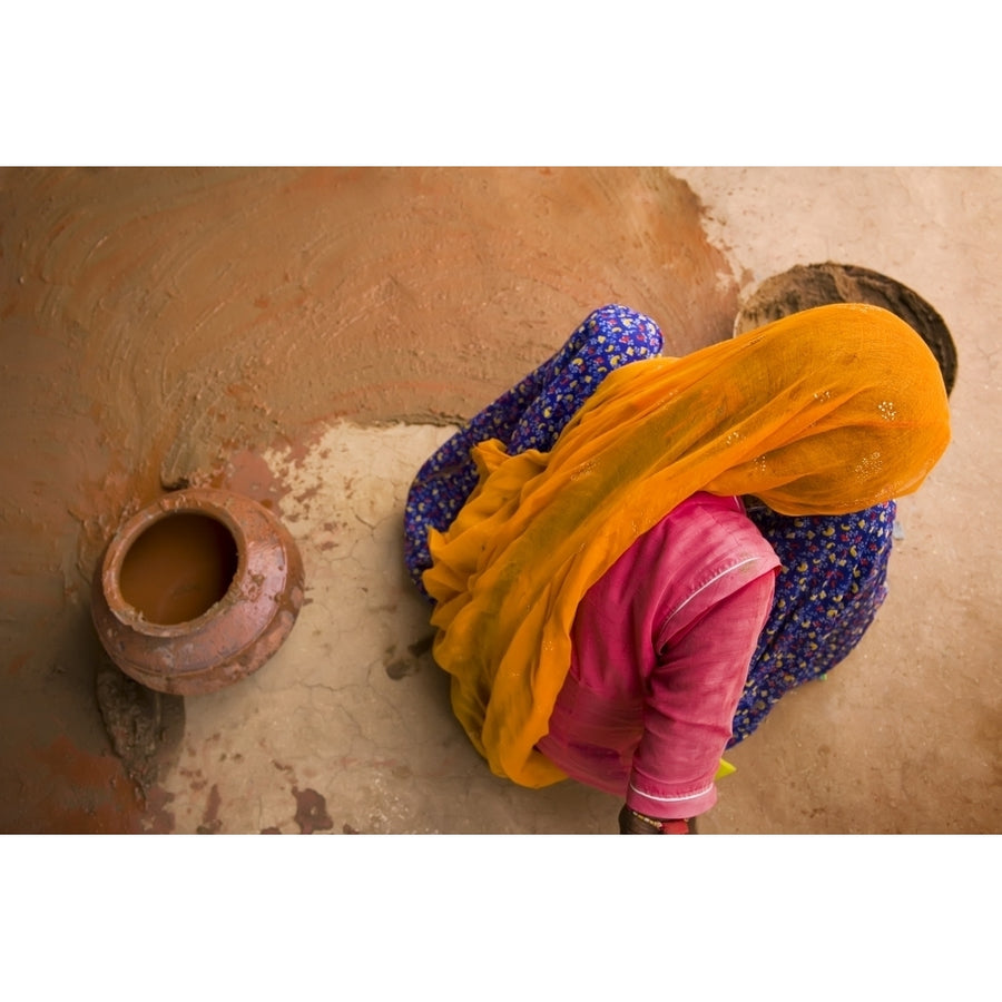 India Rajasthan. Woman painting. Poster Print by Jaynes Gallery Image 1