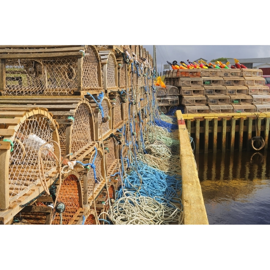 Canada Prince Edward Island Seacow Pond. Stacked lobster traps and buoys. Poster Print by Jaynes Gallery Image 1