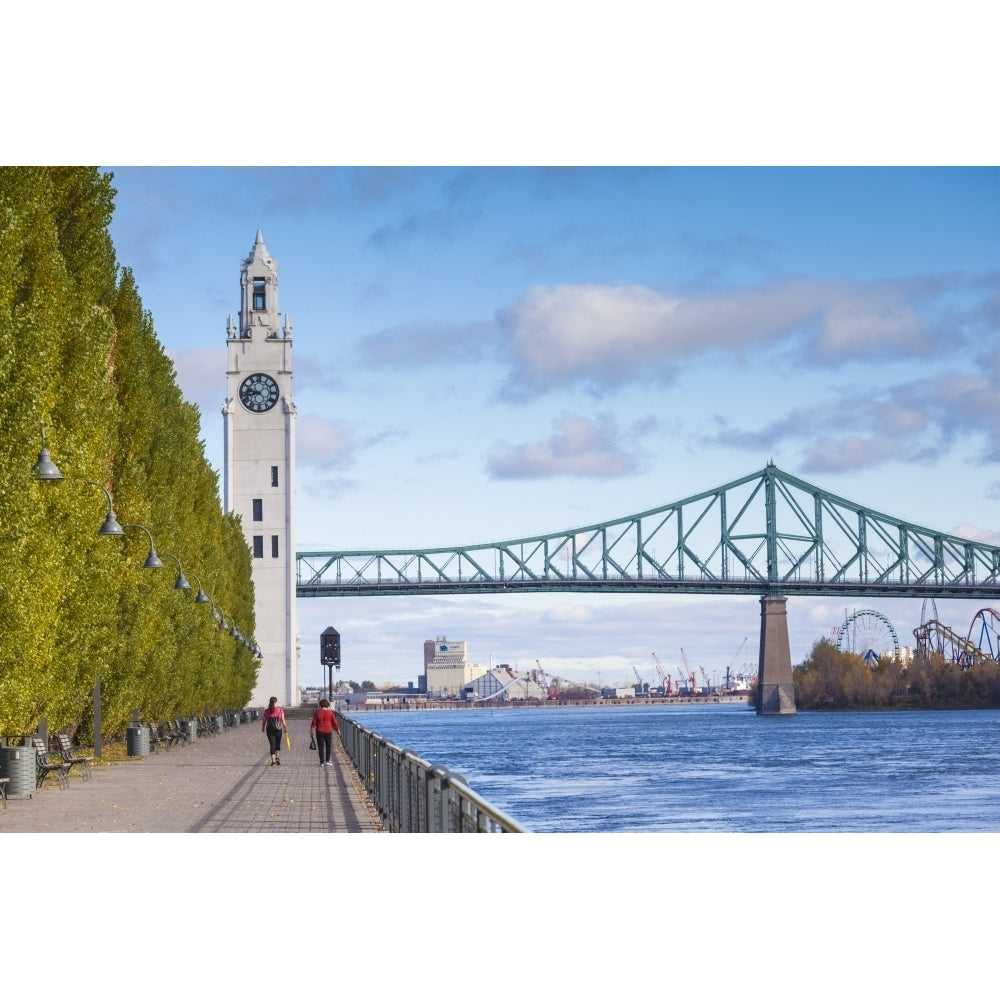 Canada Quebec Montreal. The Old Port Sailors Memorial Clock Tower and Jacques Cartier Bridge Poster Print by Walter Image 1