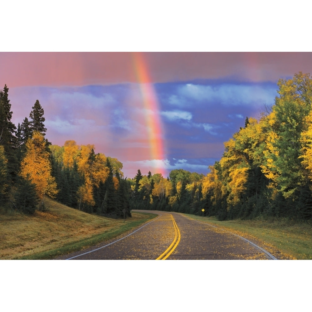 Canada Saskatchewan Prince Albert National Park. Rainbow after storm. Poster Print by Jaynes Gallery Image 1