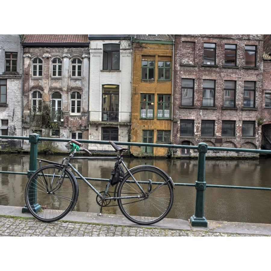 Bike along rail in the historic medieval city of Ghent Poster Print by Terry Eggers Image 1