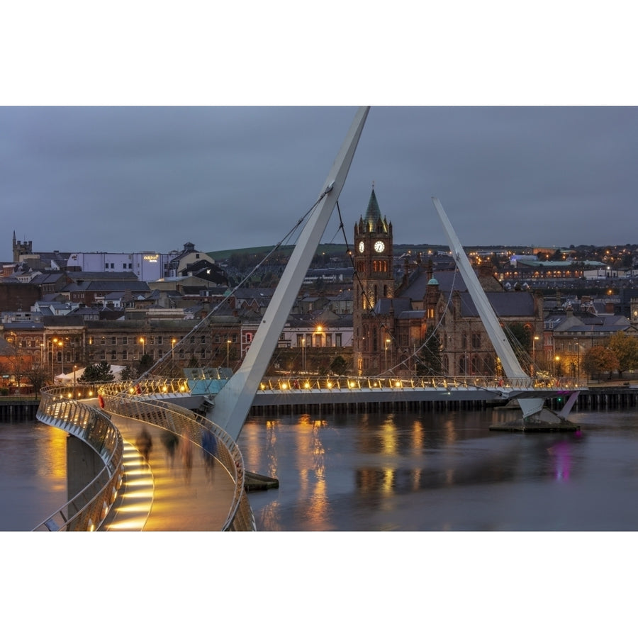 The Peace Bridge over the River Foyle in Londonderry Northern Ireland Poster Print by Chuck Haney Image 1