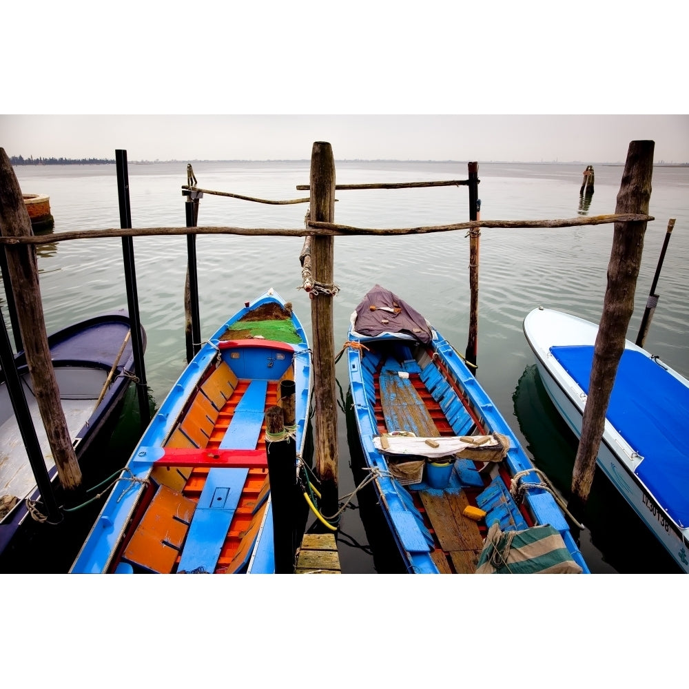 Italy Burano. Moored boats. Poster Print by Jaynes Gallery Image 1