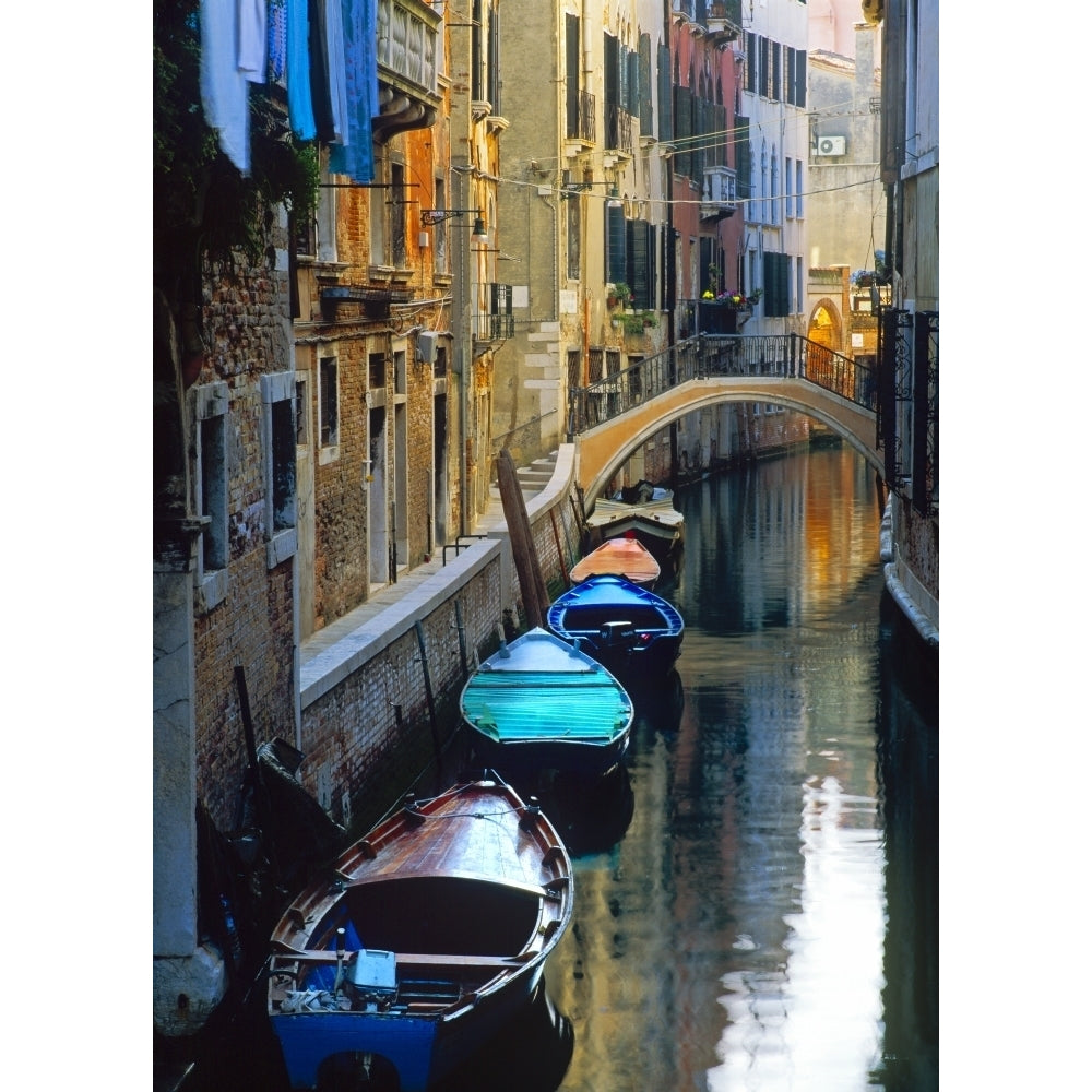 Italy Venice. Gondolas moored in canal. Poster Print by Jaynes Gallery Image 1