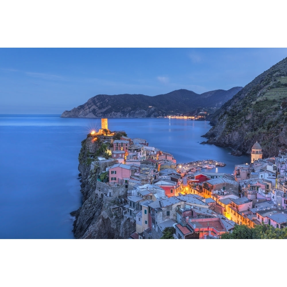 Italy Vernazza. Sunset on town. Poster Print by Jaynes Gallery Image 1