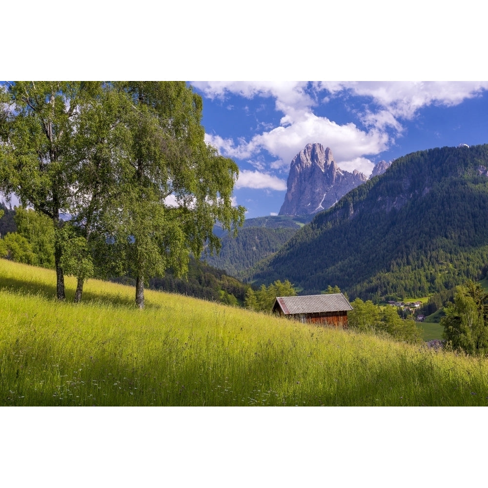 Italy Dolomites Val Gardena. Mountain and valley landscape. Poster Print by Jaynes Gallery Image 1