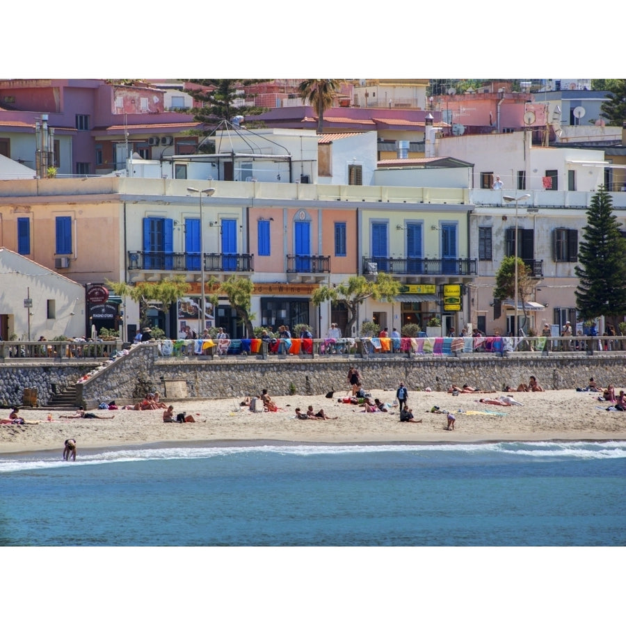 Italy Sicily. Beach at Cefalu Poster Print by Terry Eggers Image 1