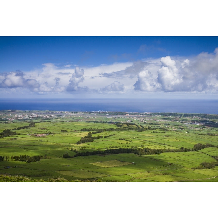 Portugal Azores Terceira Island Serra do Cume towards Praia da Vitoria Poster Print by Walter Bibikow Image 1