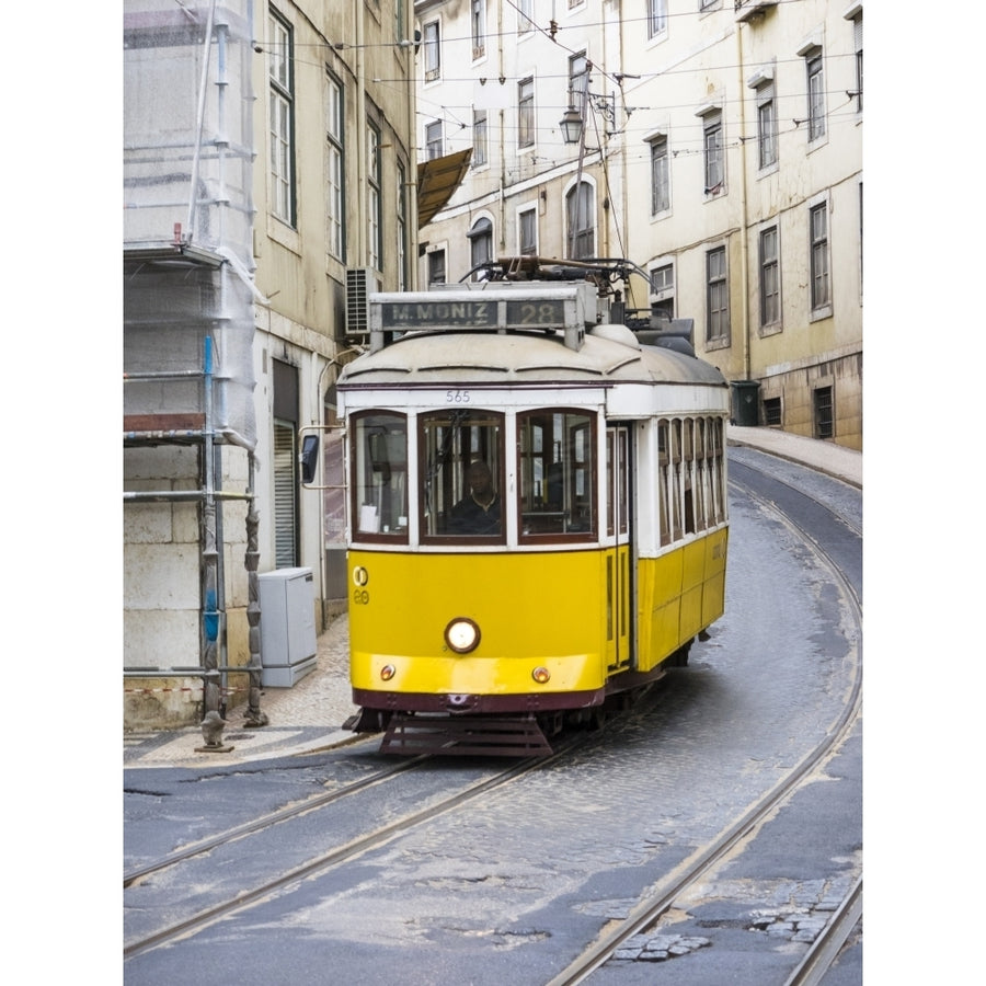 View of yellow tramway in Lisbon Poster Print by Terry Eggers Image 1