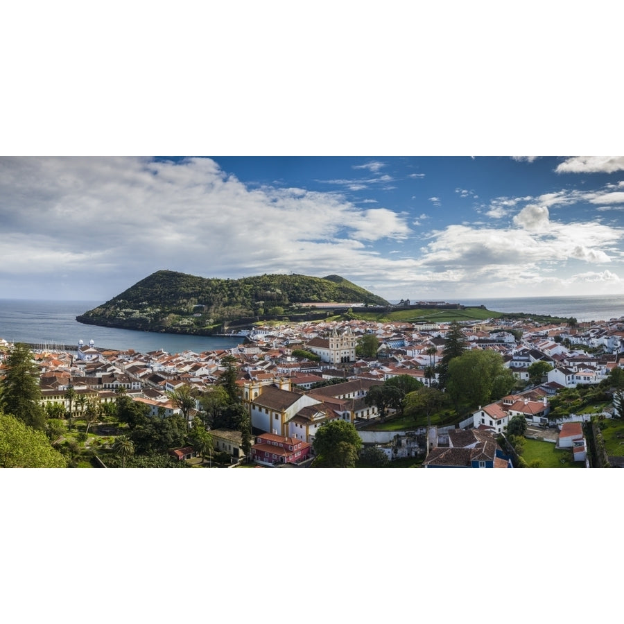 Portugal Azores Terceira Island. Angra do Heroismo from Alto da Memoria park Poster Print by Walter Bibikow Image 1