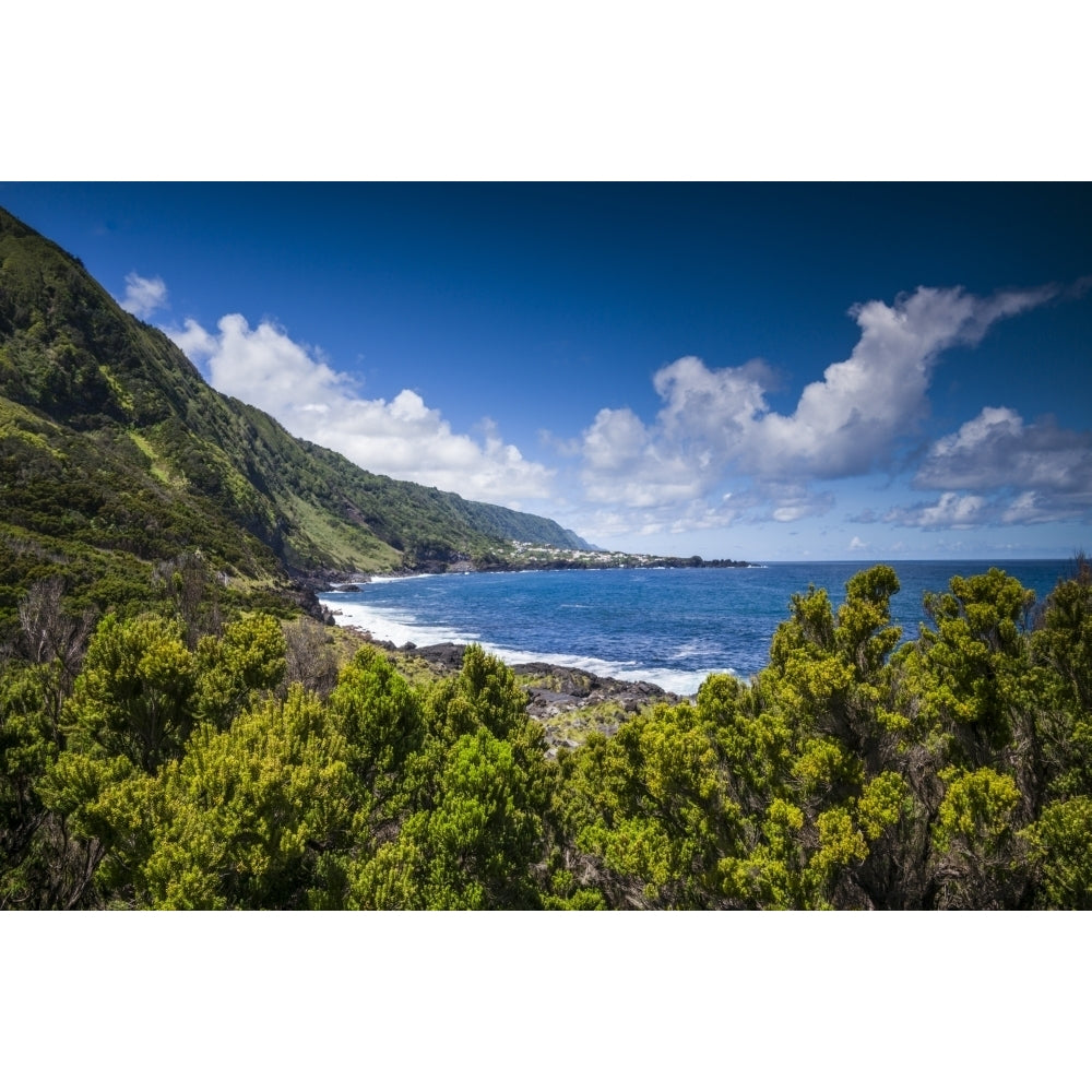 Portugal Azores Sao Jorge Island. Faja da Ribeira da Areia coastal view Poster Print by Walter Bibikow Image 1