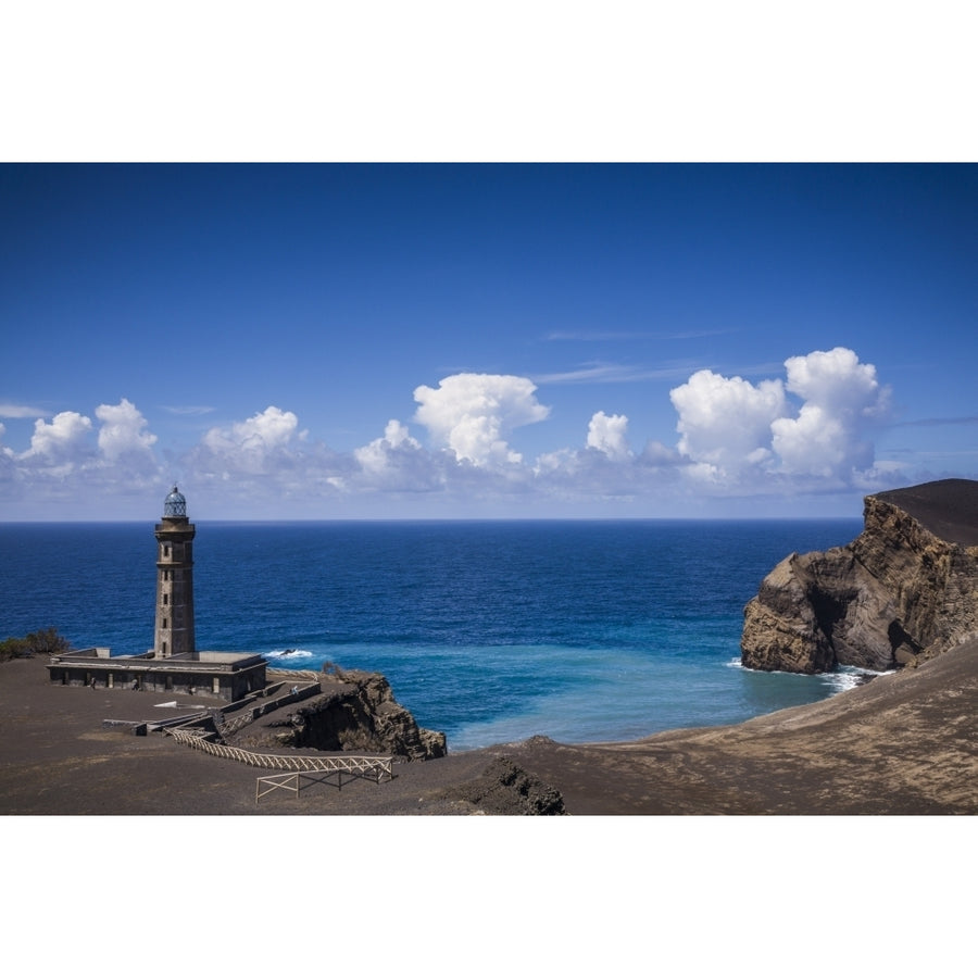 Portugal Azores Faial Island. Capelinhos volcanic eruption site and elevated view of site Poster Print by Walter Bibikow Image 1