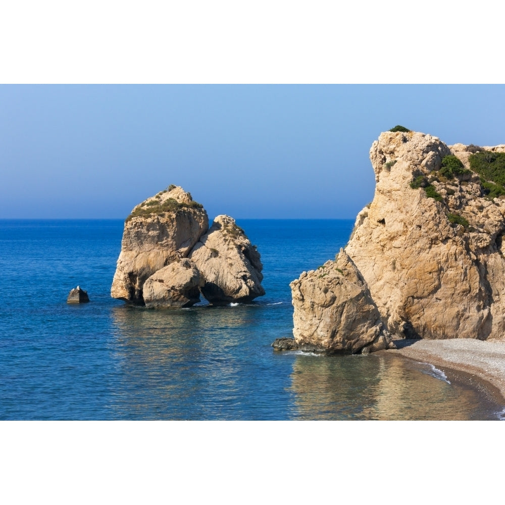 The rock of Aphrodite in the Mediterranean Paphos Republic of Cyprus Poster Print by Keren Su Image 1