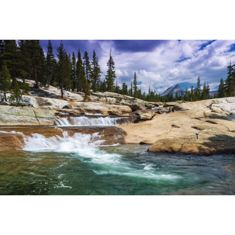 Cascade on the Tuolumne River under Unicorn Peak Tuolumne Meadows Yosemite NP California Poster Print by Russ Bishop Image 1